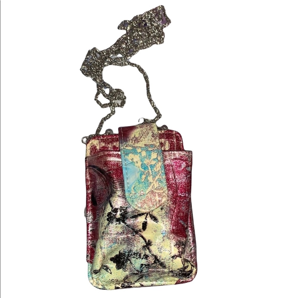 Splattered Multicolored Wallet with Hidden Strap